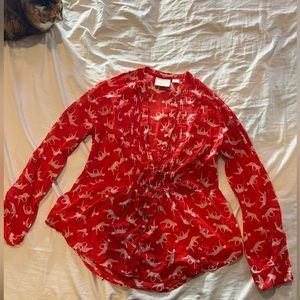 Anthropologie Maeve blouse with cheetahs. Size 8